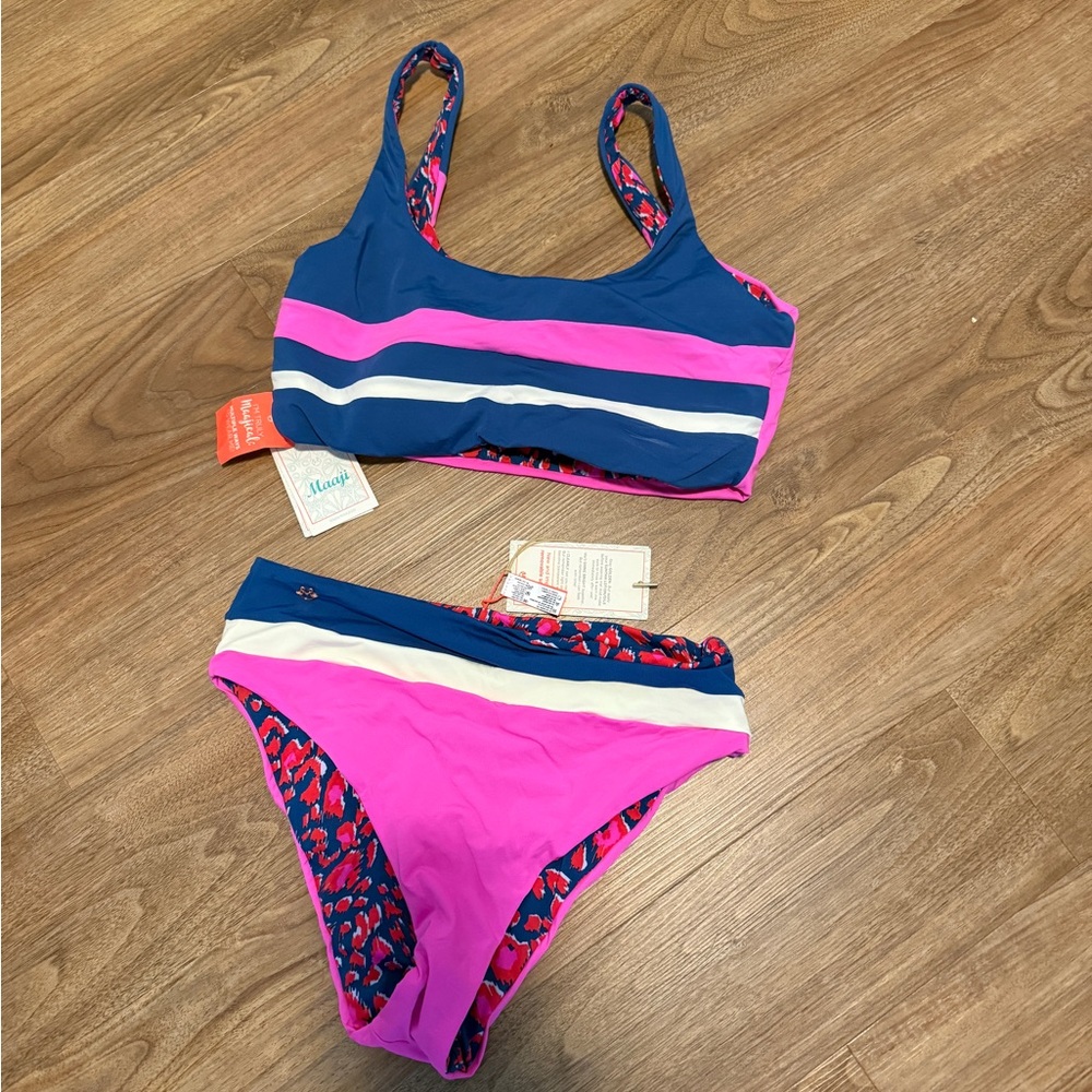 Maaji Pink and Blue Bikini Set